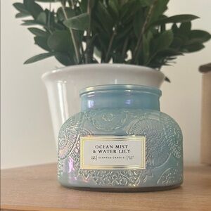 Ocean Mist & Water Lily Scented Candle - Light Blue